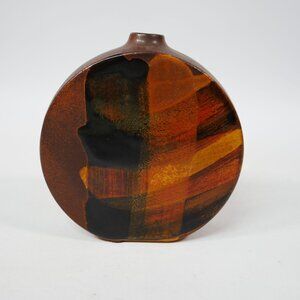 Toshiko Takaezu Style Glazed Ceramic Vase 4.5" Diameter
